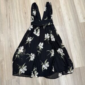 Lulu's Black Dress with White Floral Design